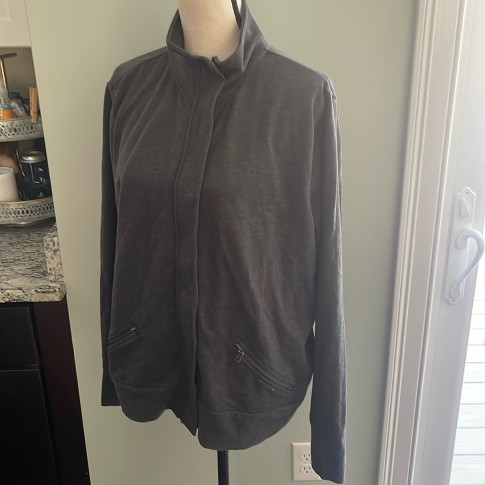 BANANA REPUBLIC ZIP/BOTTON HEAVY COTTON SWEATSHIRT DARK GRAY